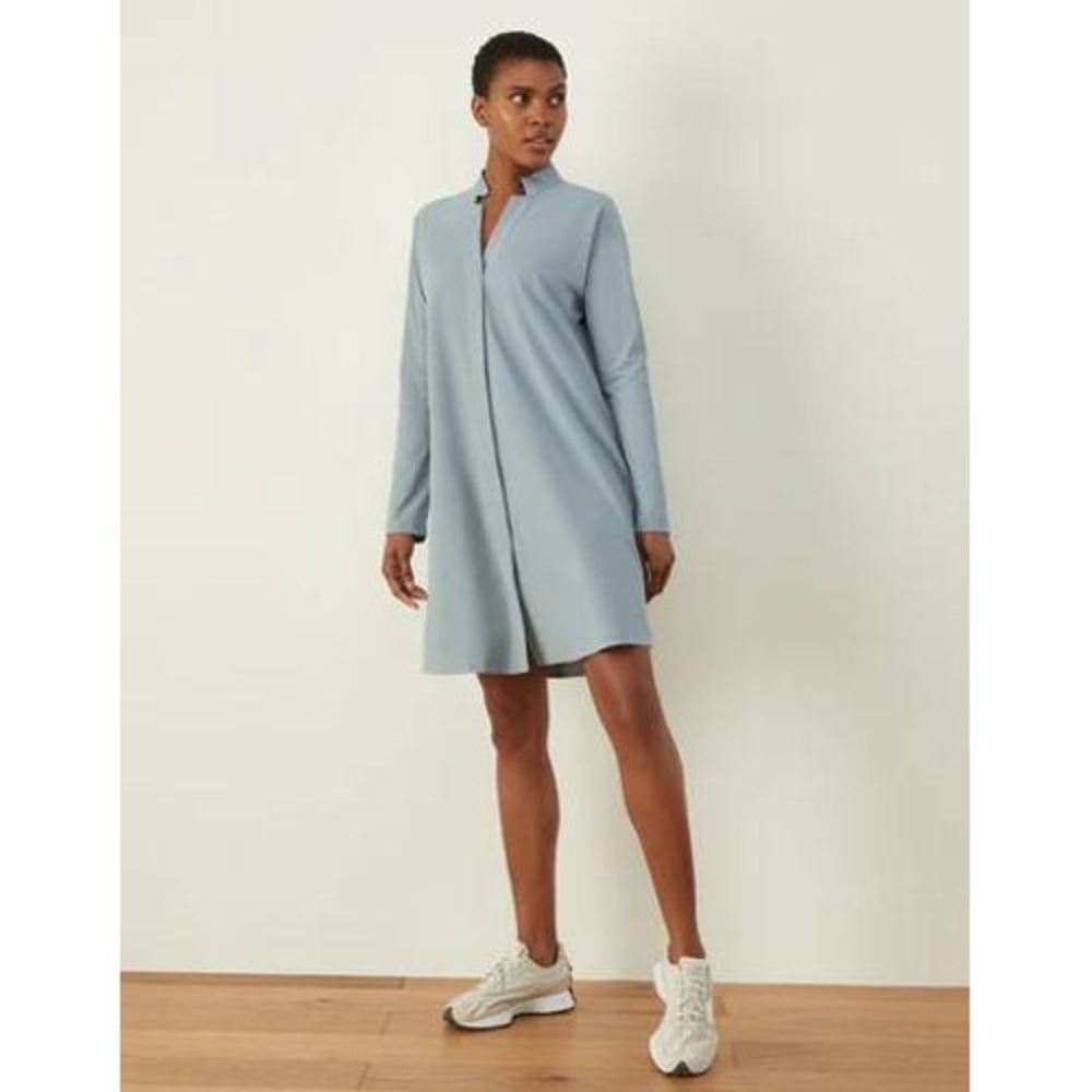 ADAY Something Borrowed Shirt Dress BLACK‎ Long Sleeve Technical Mini Dress M
